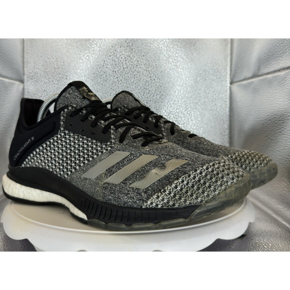 Vintage 2010s adidas Crazyflight X 2 Volleyball Sneakers Black Silver 10